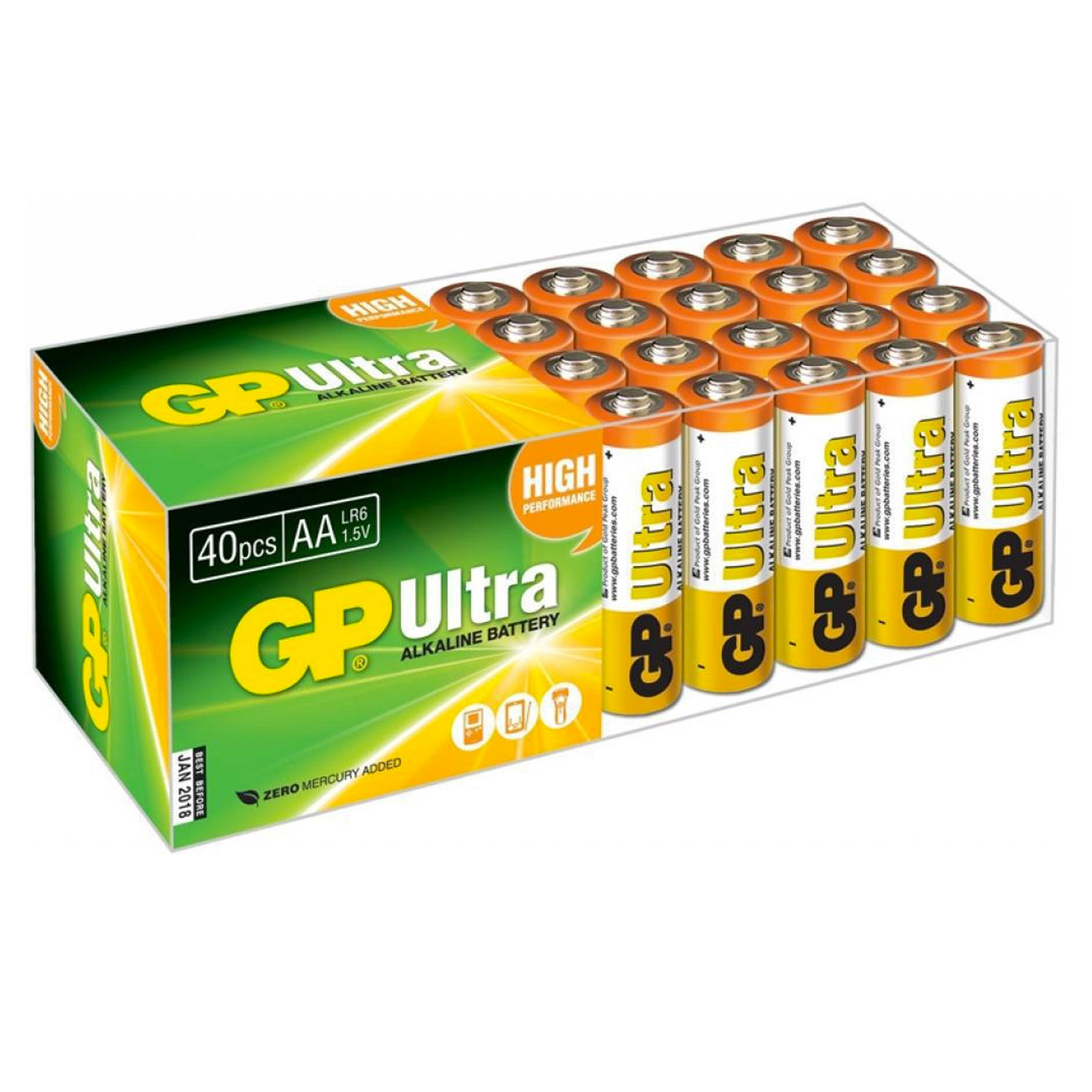 GP Ultra Alkaline Batteries - 40 Pack AA