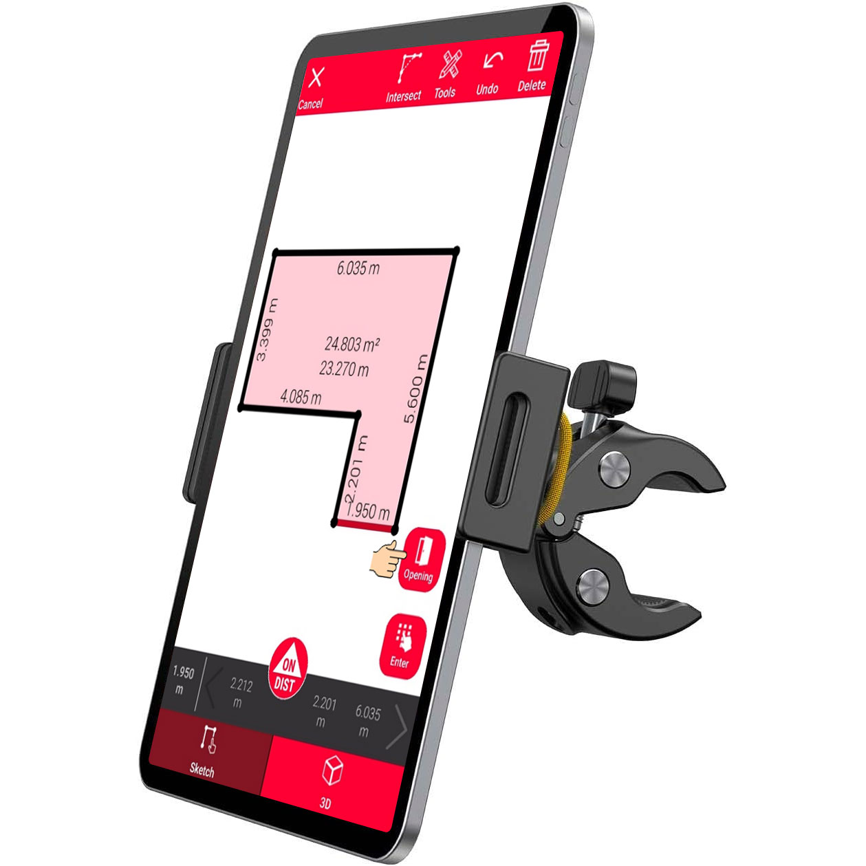 Adjustable Tablet Holder -for-3D-Measuring - Screen Plan App
